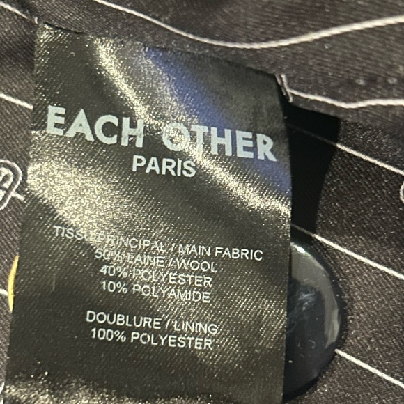 Each Other Paris Double Breasted Military Wool Blend Coat Size Women L Men M - Picture 6 of 7